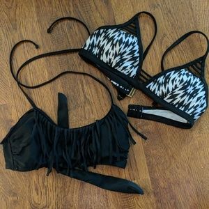 2 size small black and white bikini tops